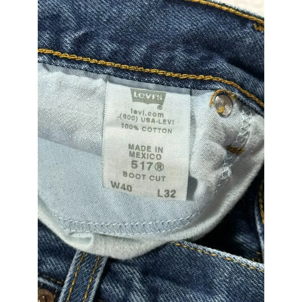 Levi 517 Jeans Mens 40x32 Blue Denim Bootcut Casual Cotton Pockets Light Wash